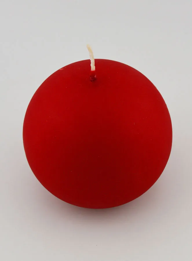Decoratieve Kaars in Bolvorm - Mat Rood (pic 2)