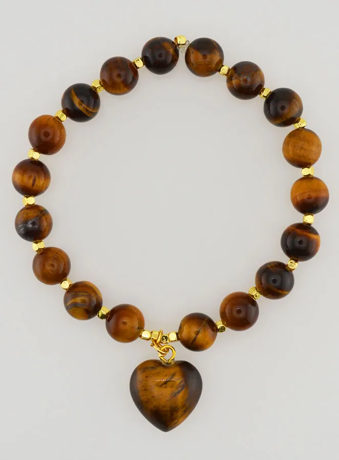 Edelsteen Armband met Hart - Tijgeroog (pic 1)