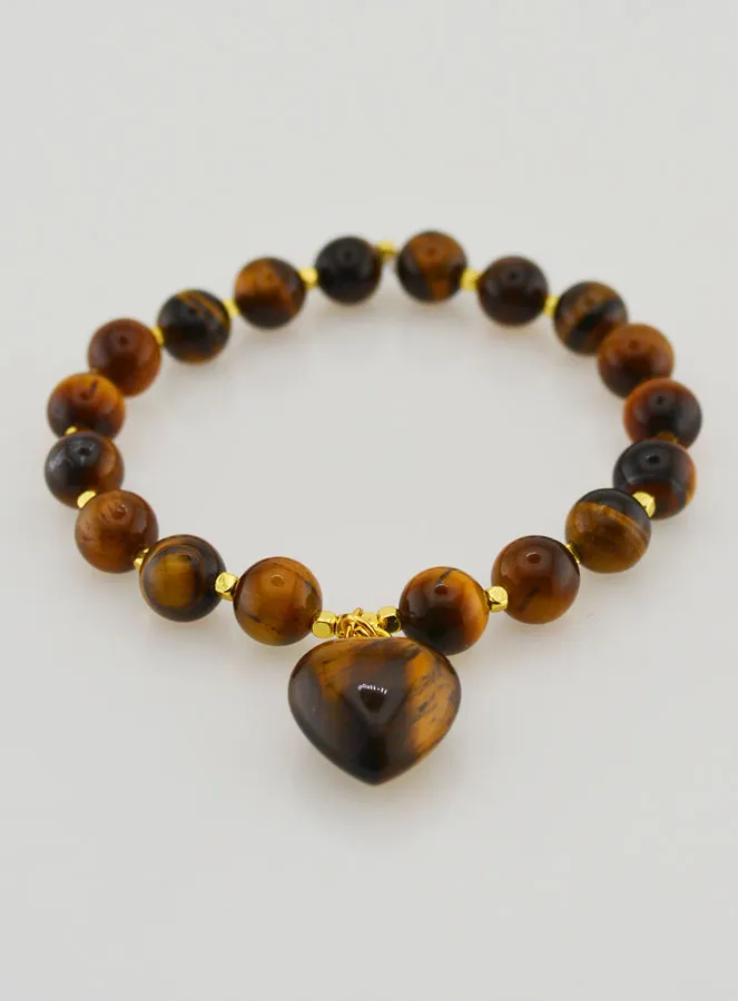 Edelsteen Armband met Hart - Tijgeroog (pic 2)