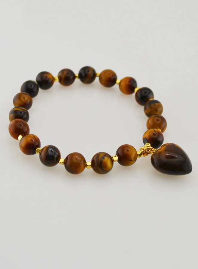 Edelsteen Armband met Hart - Tijgeroog (pic 3)