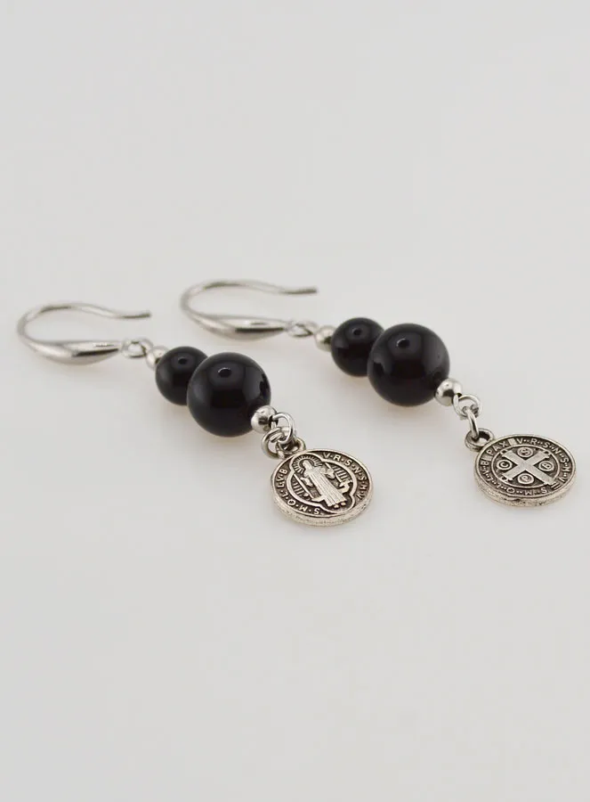 Beschermende Oorbellen - St. Benedictus en Obsidiaan (pic 4)