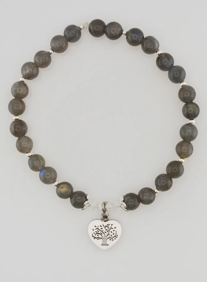 Armband van Natuursteen - Labradoriet en Levensboom (pic 1)