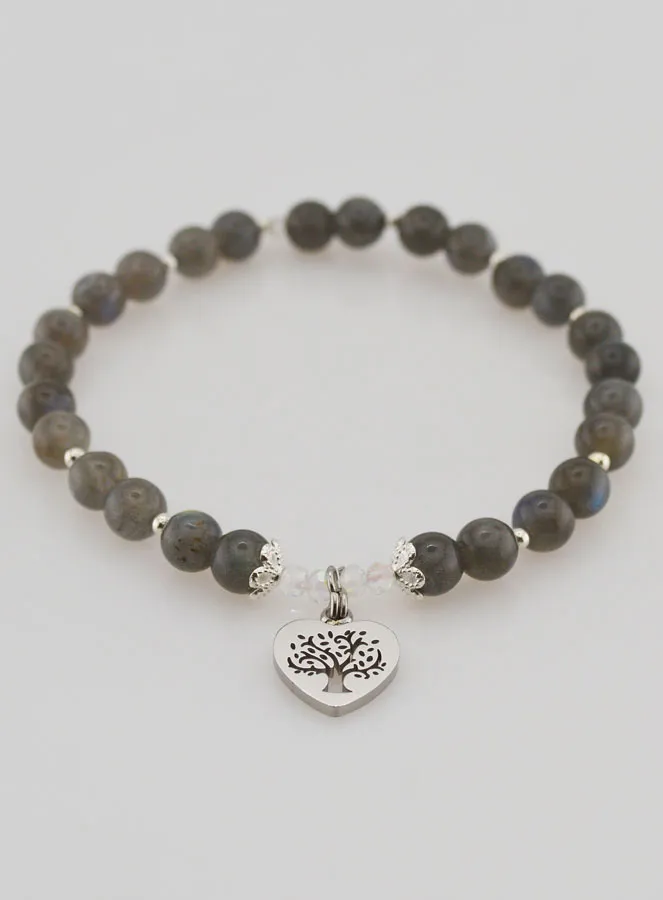 Armband van Natuursteen - Labradoriet en Levensboom (pic 2)