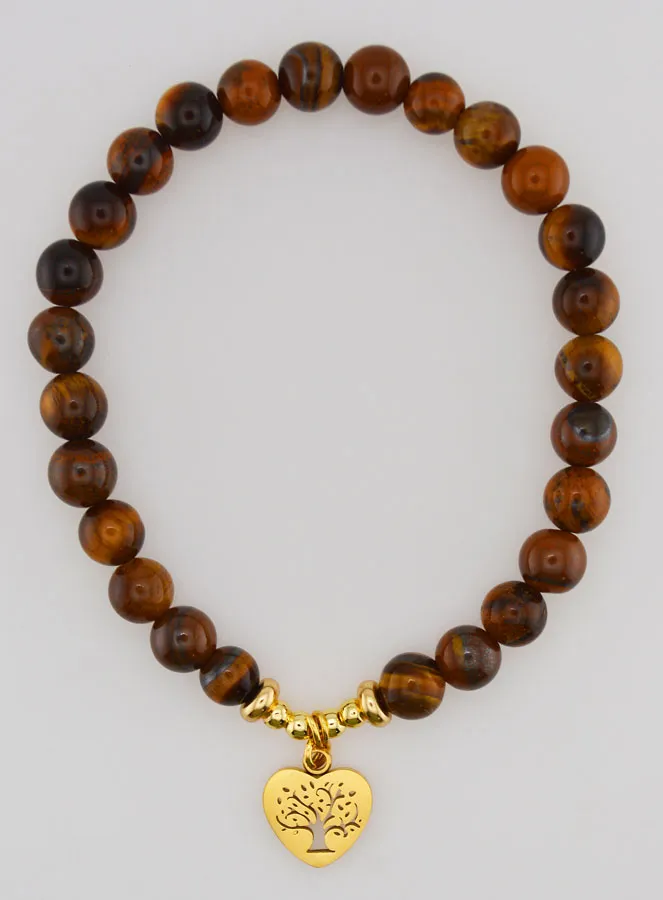 Armband van Natuursteen - Tijgeroog en Levensboom (pic 1)