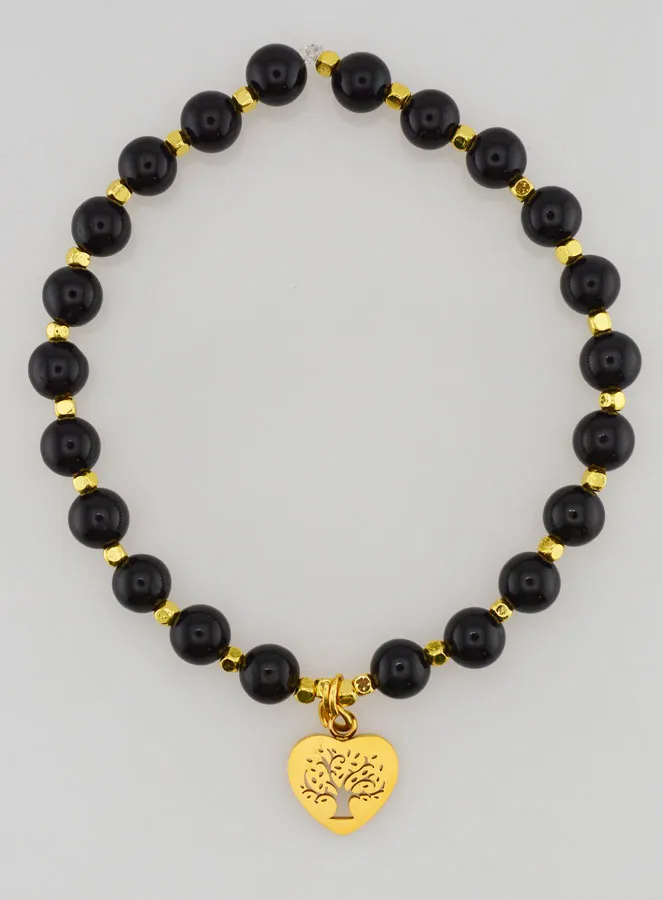 Armband van Natuursteen - Toermalijn en Levensboom (pic 1)