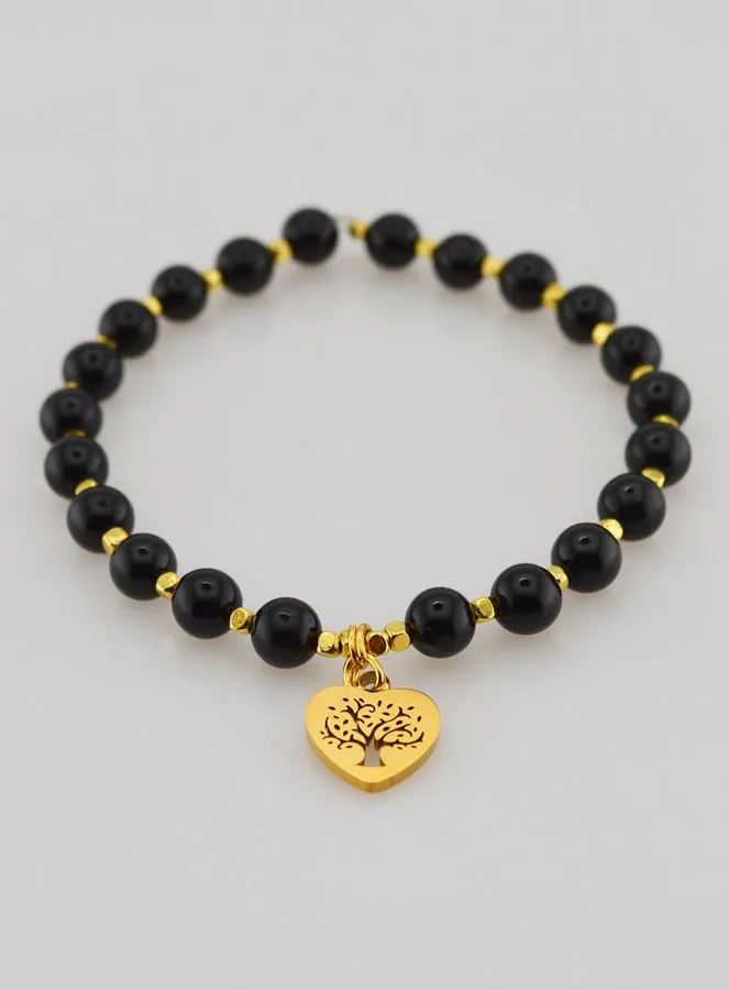 Armband van Natuursteen - Toermalijn en Levensboom (pic 2)