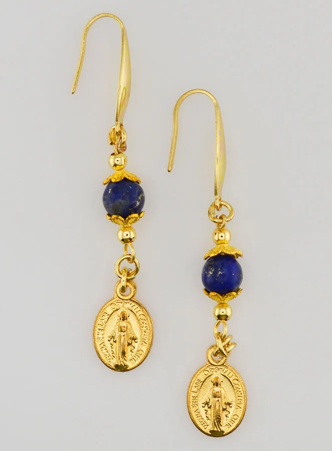 Oorbellen - Wonderdadige Medaille en Lapis Lazuli (pic 1)