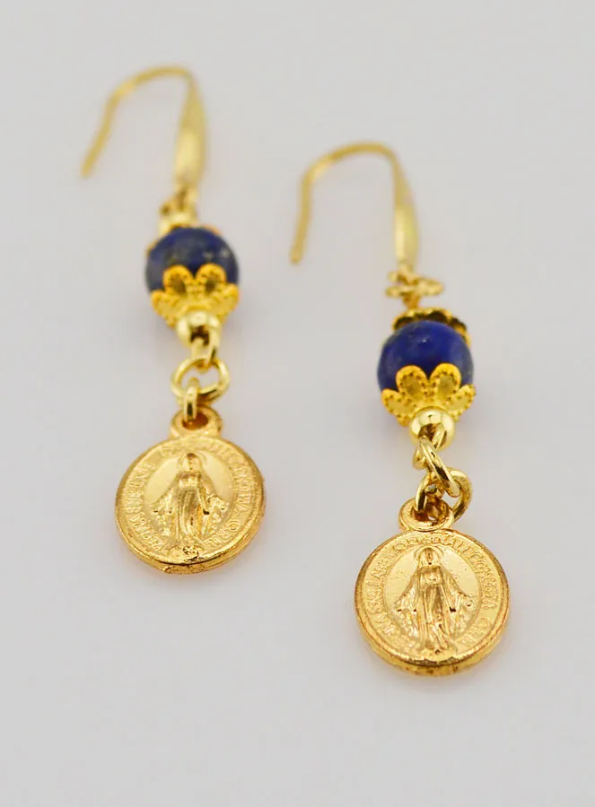 Oorbellen - Wonderdadige Medaille en Lapis Lazuli (pic 2)