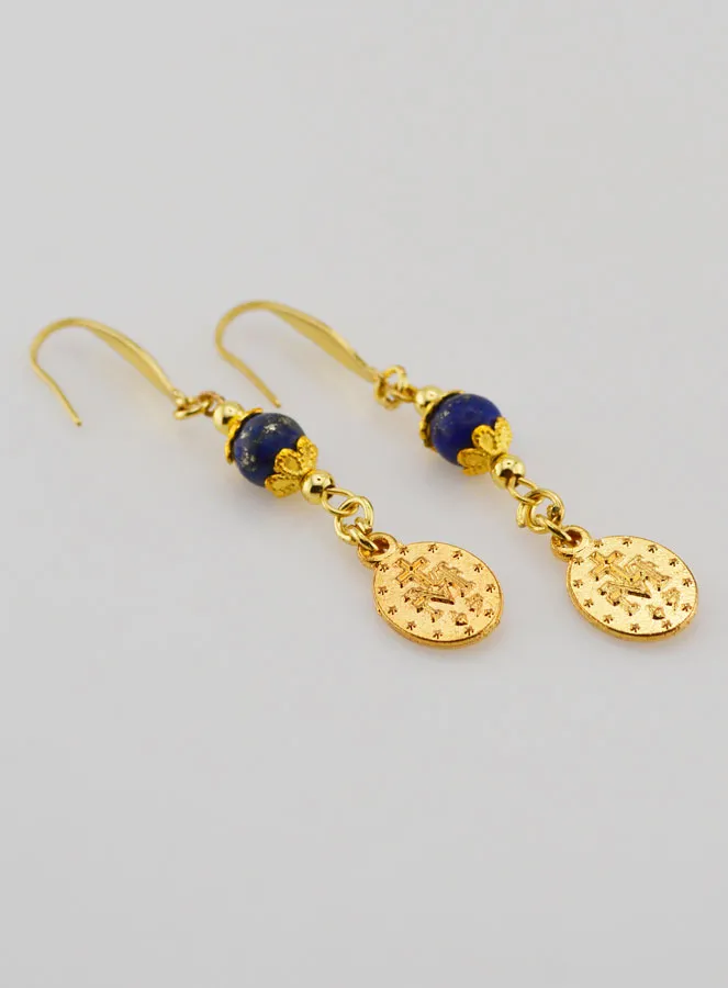 Oorbellen - Wonderdadige Medaille en Lapis Lazuli (pic 3)