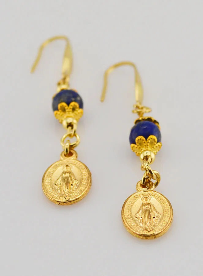 Wonderdadige Medaille - Oorbellen van Lapis Lazuli (pic 2)