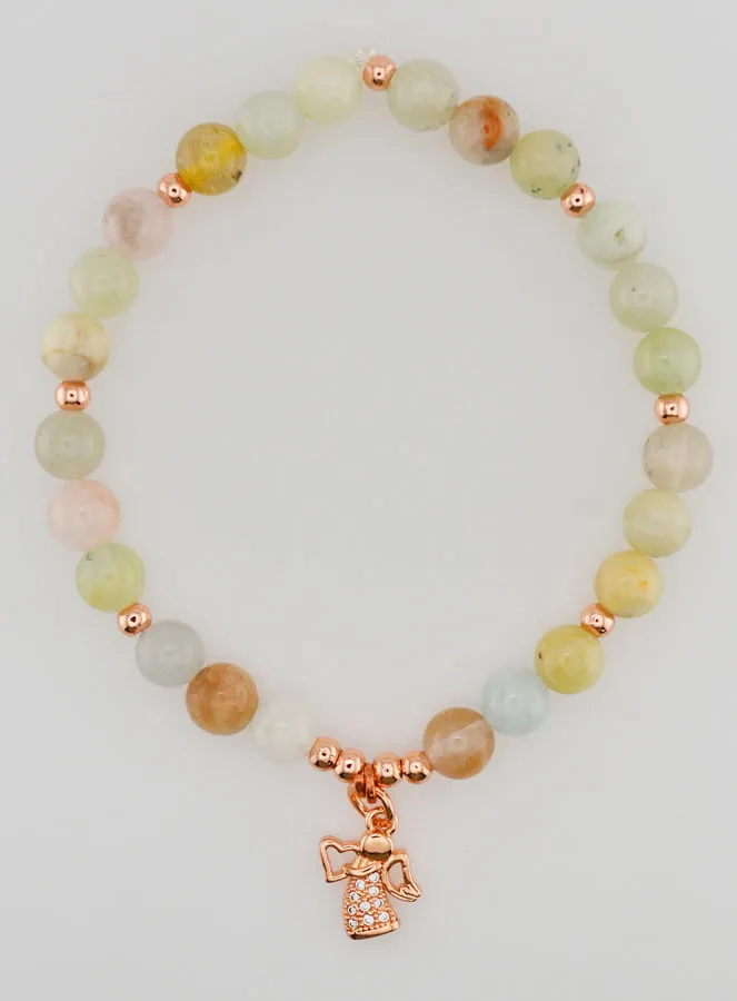 Armband van Natuursteen - Morganiet en Beschermengel (pic 1)