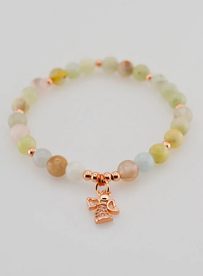 Armband van Natuursteen - Morganiet en Beschermengel (pic 2)
