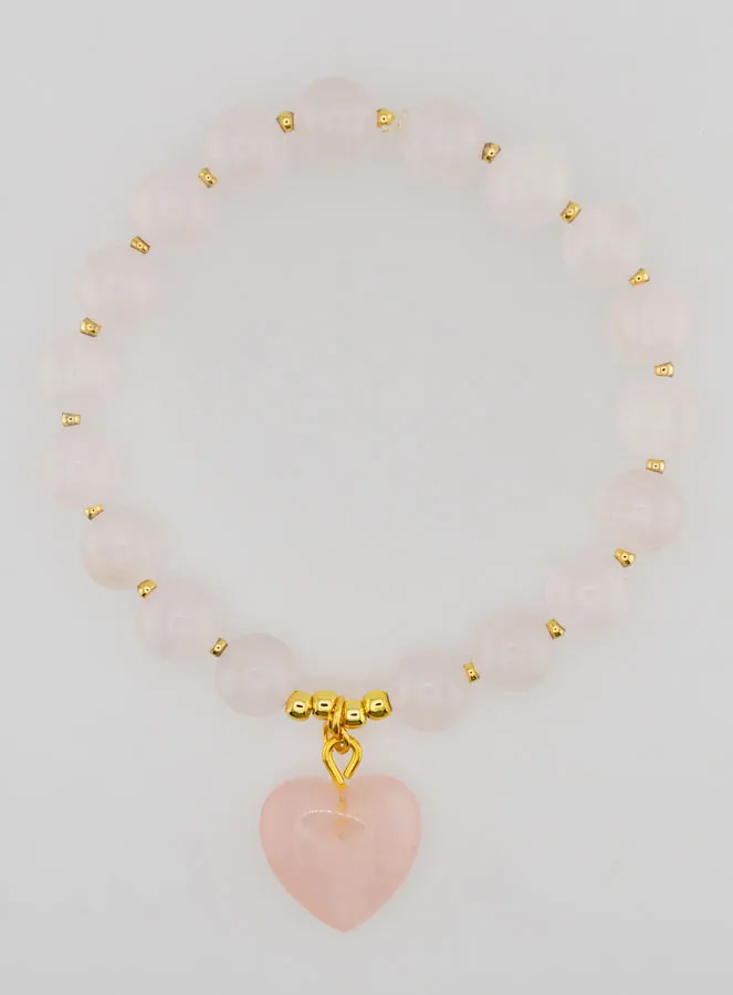 Edelsteen Armband Hart - Rozenkwarts (pic 1)
