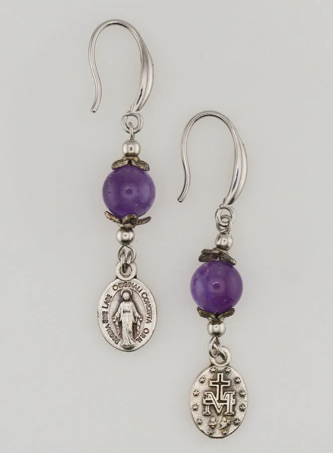 Wonderdadige Medaille - Oorbellen met Amethist (pic 1)