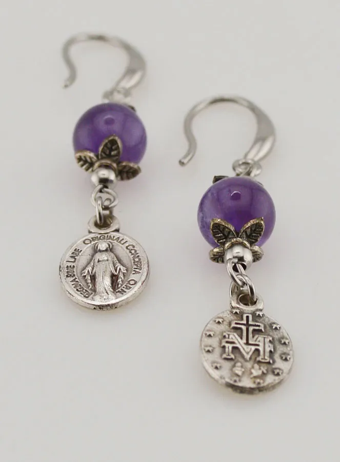 Wonderdadige Medaille - Oorbellen met Amethist (pic 2)