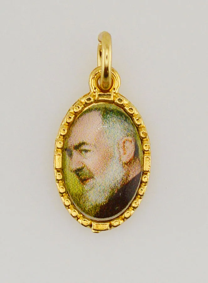 Medaillon met Gedraaide Rand 15mm - Padre Pio (pic 1)