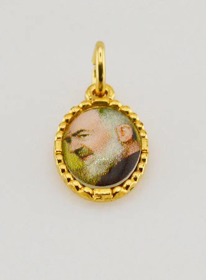 Medaillon met Gedraaide Rand 15mm - Padre Pio (pic 2)