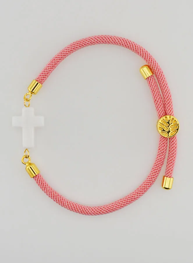 Religieuze Armband met Kruis - Roze (pic 1)