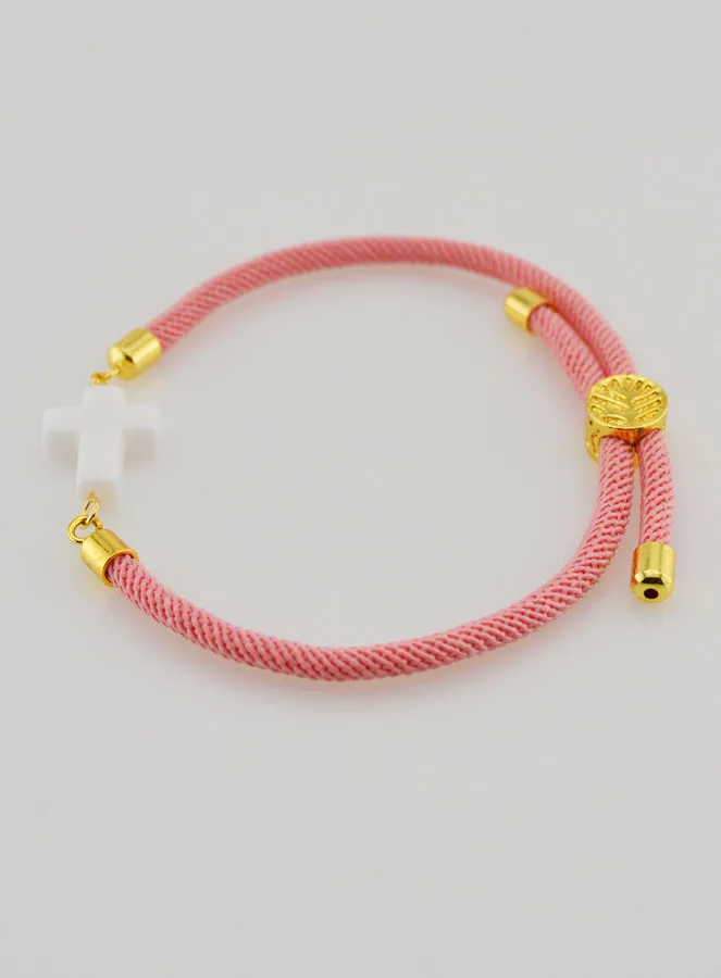 Religieuze Armband met Kruis - Roze (pic 2)