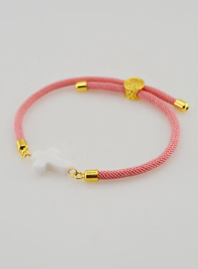 Religieuze Armband met Kruis - Roze (pic 3)