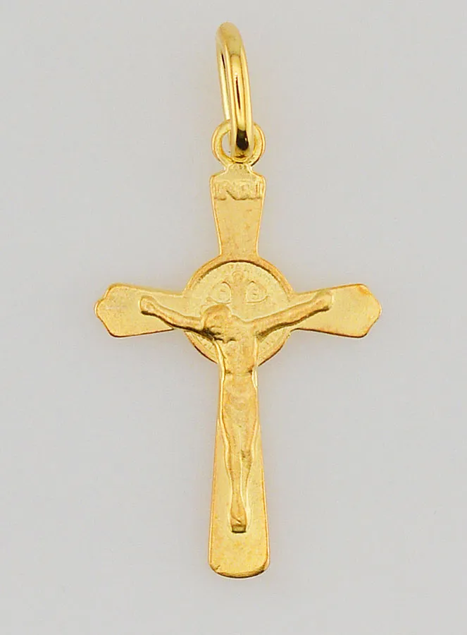 Vergulde Hanger Kruis van Sint Benedictus - 22mm (pic 1)
