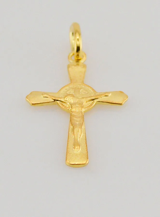 Vergulde Hanger Kruis van Sint Benedictus - 22mm (pic 2)
