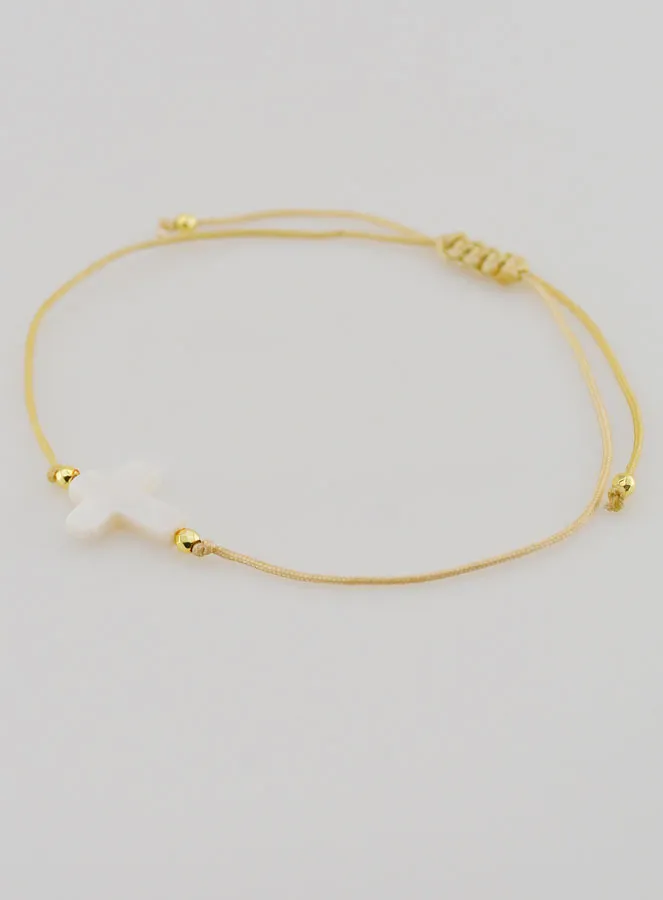 Armband met Kruis - beige (pic 3)