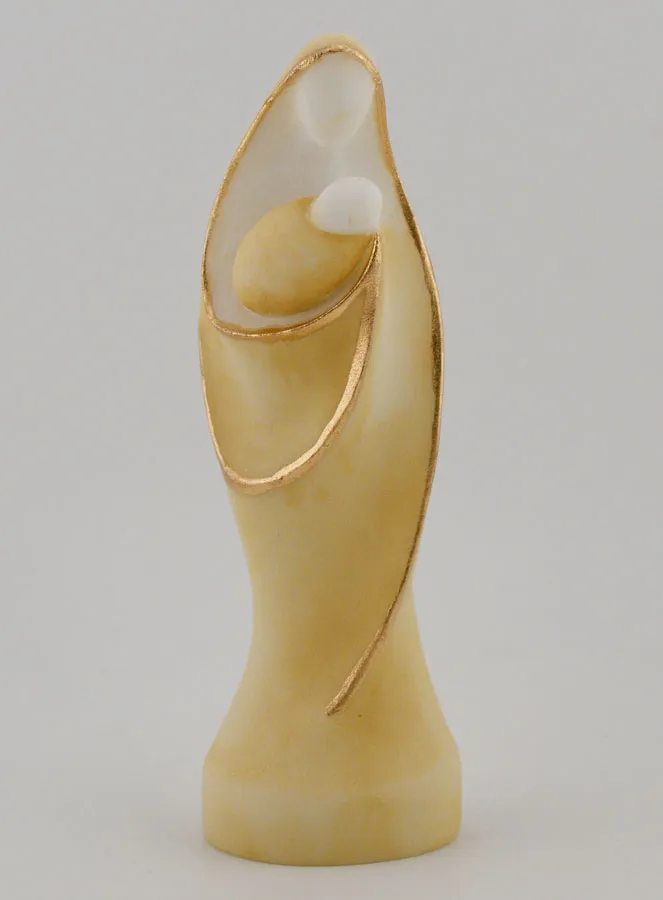 Beeld van de Maagd Maria met Kind van Beschilderd Albast - 12cm (pic 1)