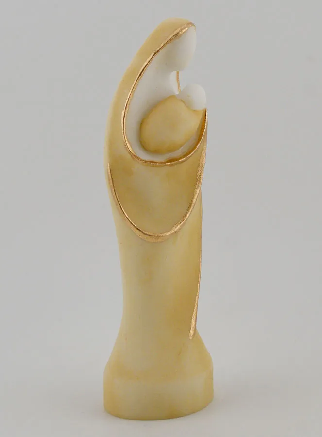 Beeld van de Maagd Maria met Kind van Beschilderd Albast - 12cm (pic 3)