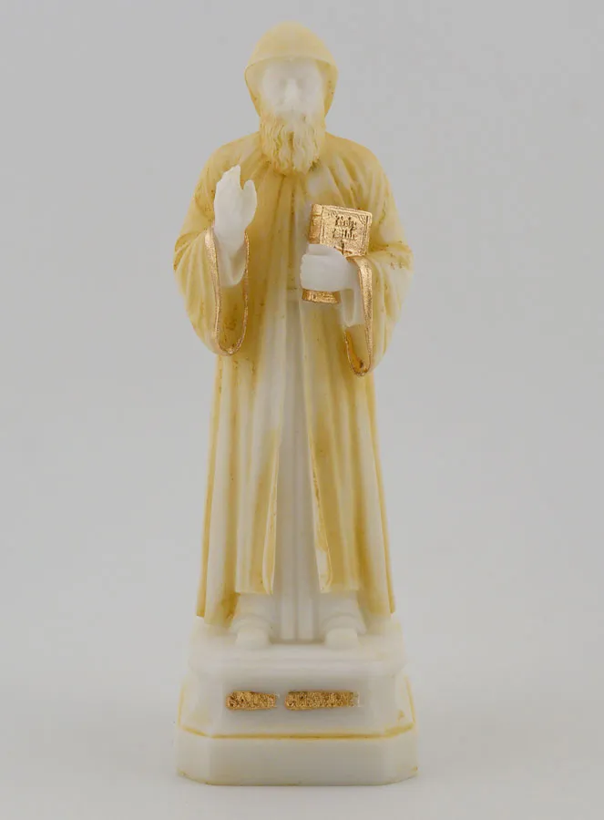 Beschilderd Albasten Beeldje van Sint Charbel - 12cm (pic 1)