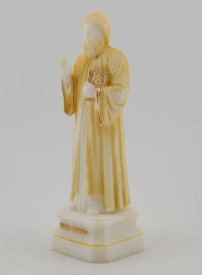 Beschilderd Albasten Beeldje van Sint Charbel - 12cm (pic 2)
