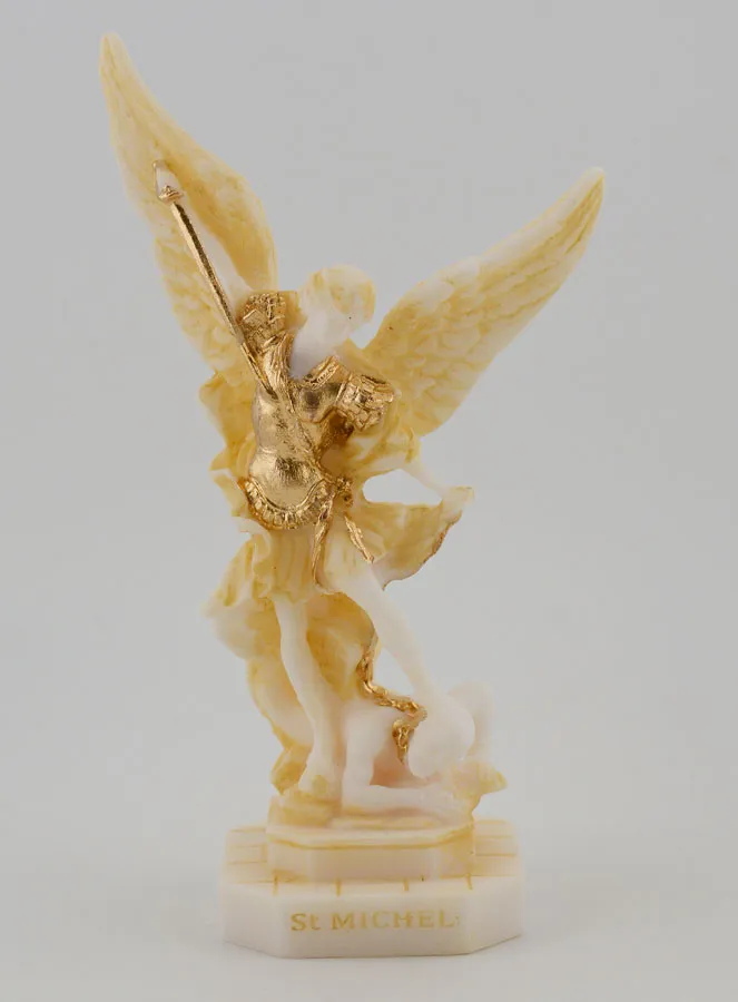 Beeld van Sint Michaël van Beschilderd Albast - 12cm (pic 1)