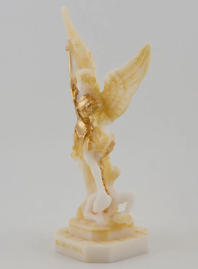 Beeld van Sint Michaël van Beschilderd Albast - 12cm (pic 2)