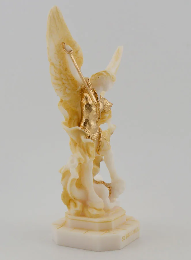 Beeld van Sint Michaël van Beschilderd Albast - 12cm (pic 3)