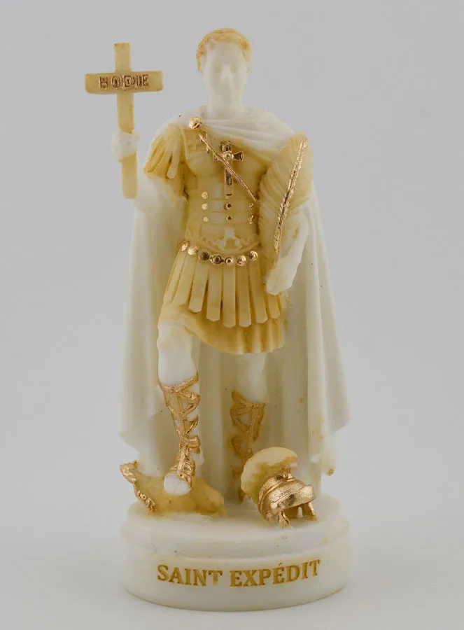 Beeldje Heilige Expeditus van Beschilderd Albast - 12cm (pic 1)