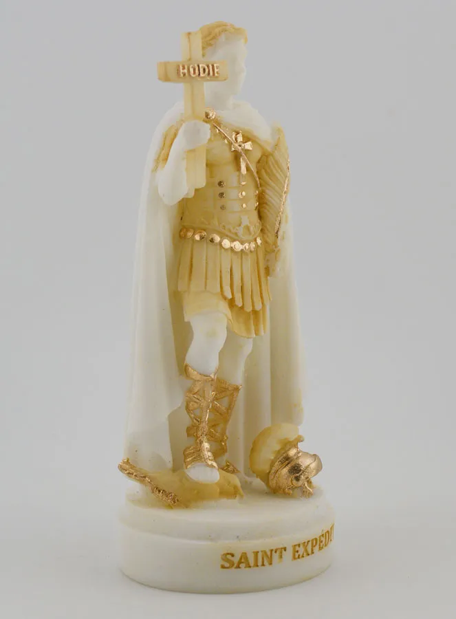 Beeldje Heilige Expeditus van Beschilderd Albast - 12cm (pic 3)