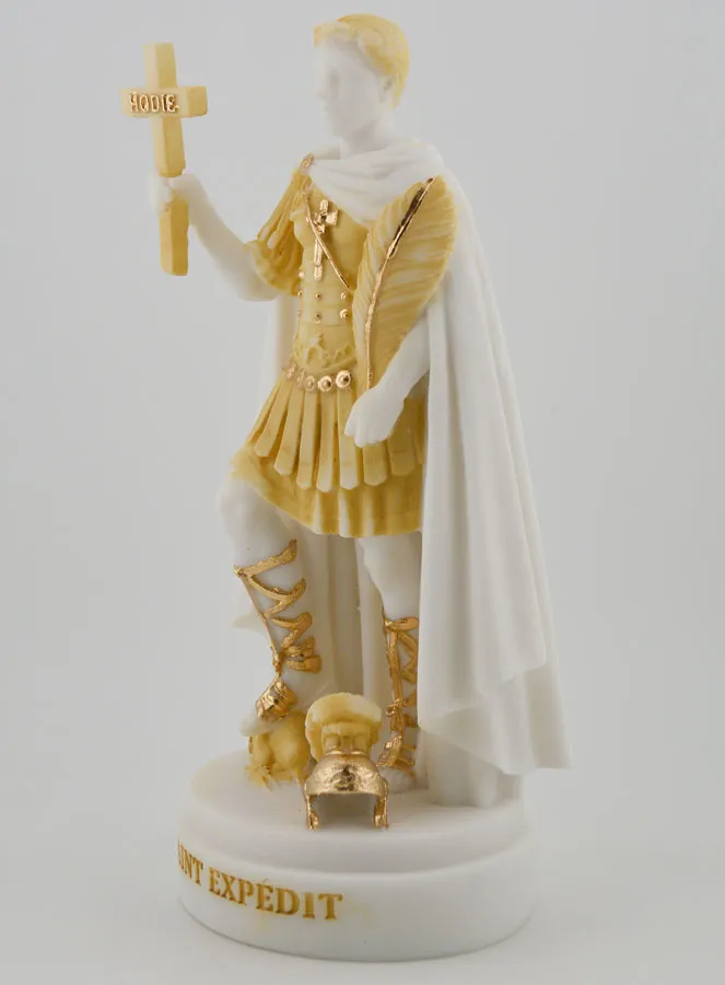 Beeld van Sint Expeditus van Beschilderd Albast - 19cm (pic 2)