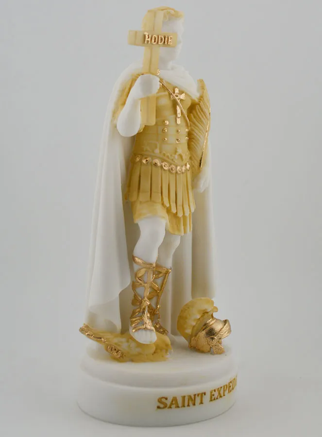 Beeld van Sint Expeditus van Beschilderd Albast - 19cm (pic 3)