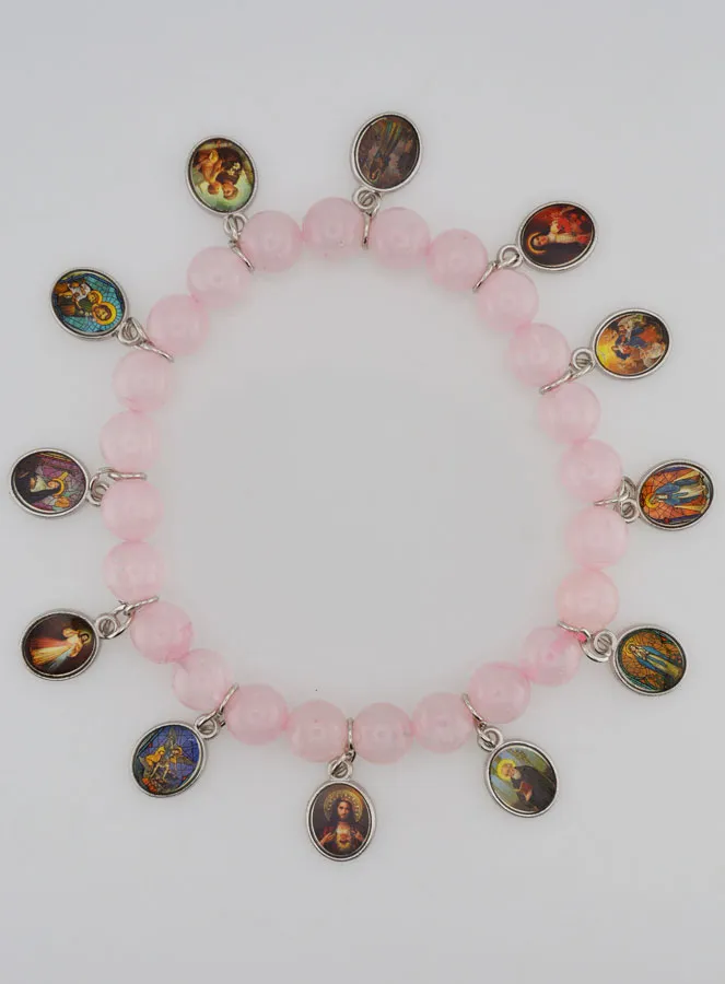 Armband van de 12 Heiligen - Roze Stenen (pic 1)