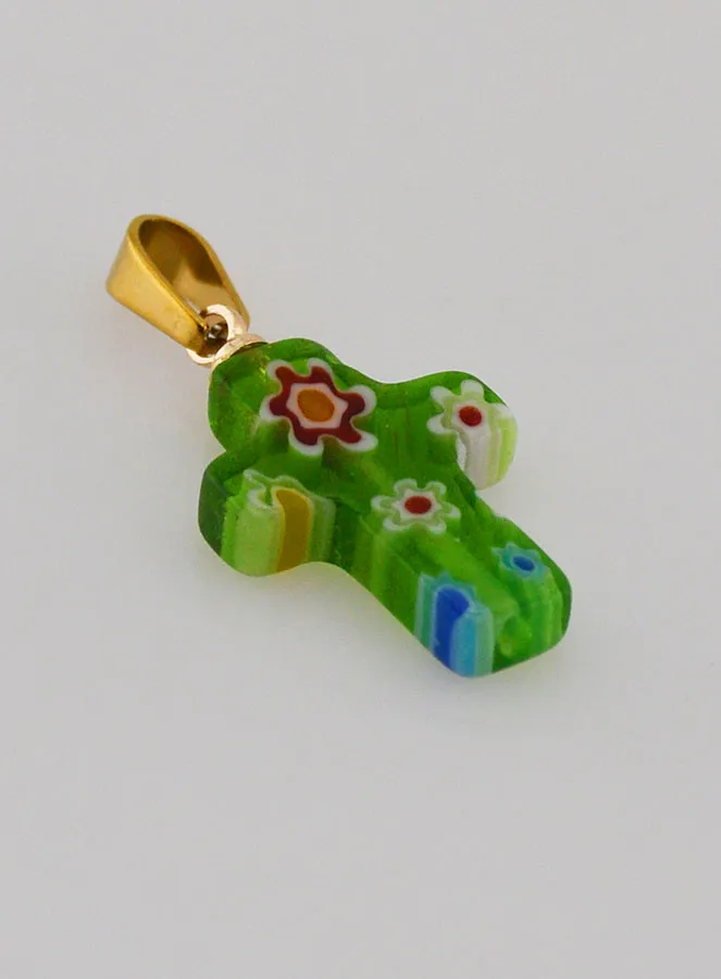 Handgemaakte Glazen Kruishanger - Groen (pic 3)