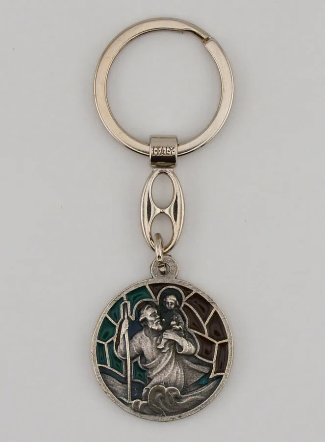 Sleutelhanger met Emaille Sint Christoffel (pic 1)