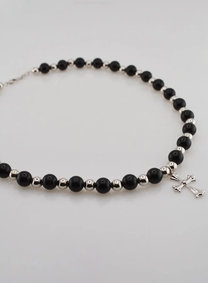 Religieus Collier van Zwarte Agaat en Kruis (pic 3)