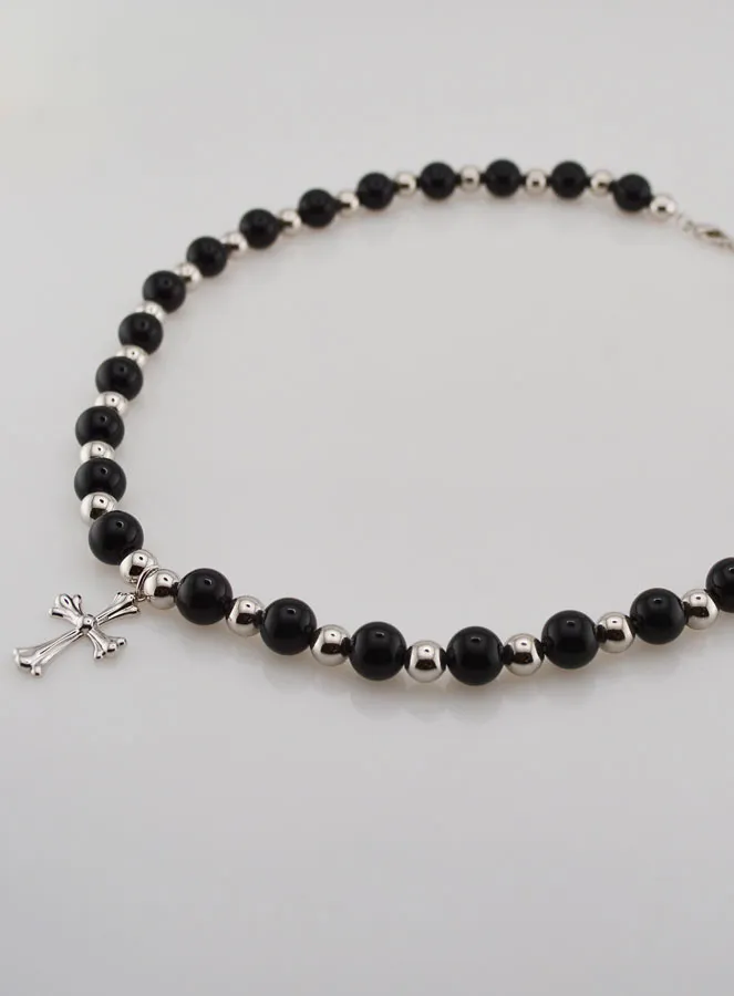 Religieus Collier van Zwarte Agaat en Kruis (pic 4)