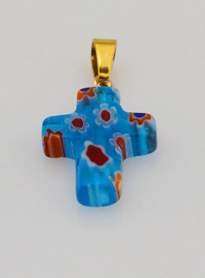 Handgemaakte Glazen Kruishanger - Turkoois Blauw (pic 2)