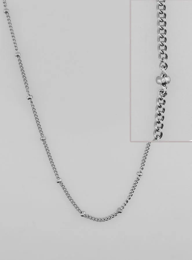 Zilverkleurige Ketting met Bolletjes met Gourmet Schakel - 50cm (pic 1)