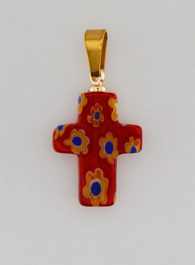 Handgemaakte Glazen Kruishanger - Rood (pic 1)