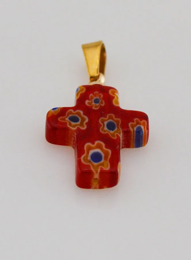 Handgemaakte Glazen Kruishanger - Rood (pic 2)