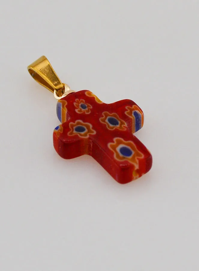 Handgemaakte Glazen Kruishanger - Rood (pic 3)