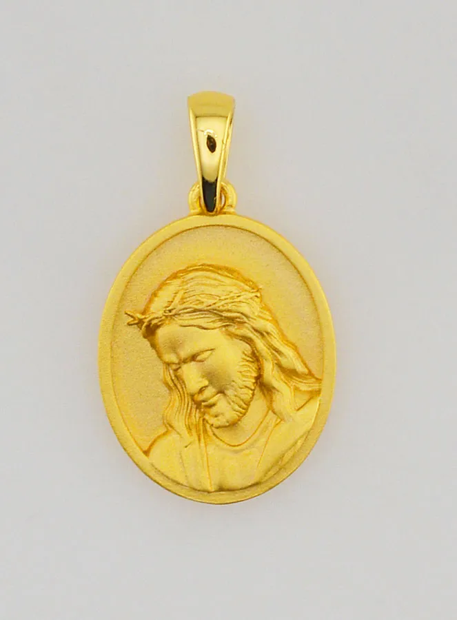 Zilveren Hanger Jezus Verguld met 18k Goud - 16mm (pic 1)