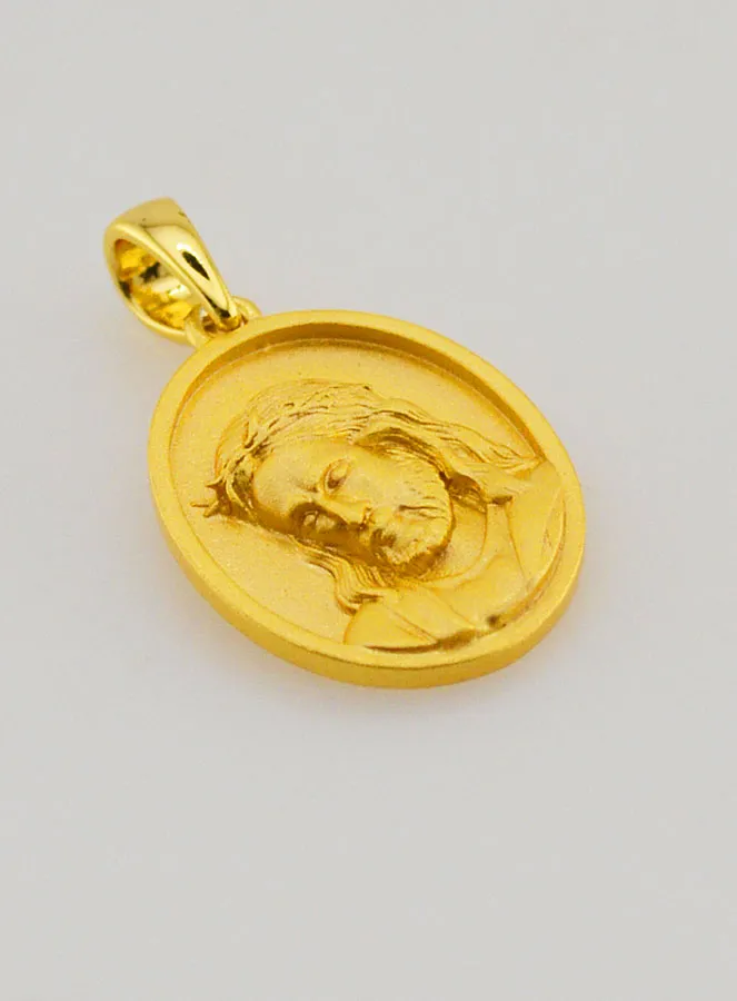 Zilveren Hanger Jezus Verguld met 18k Goud - 16mm (pic 3)